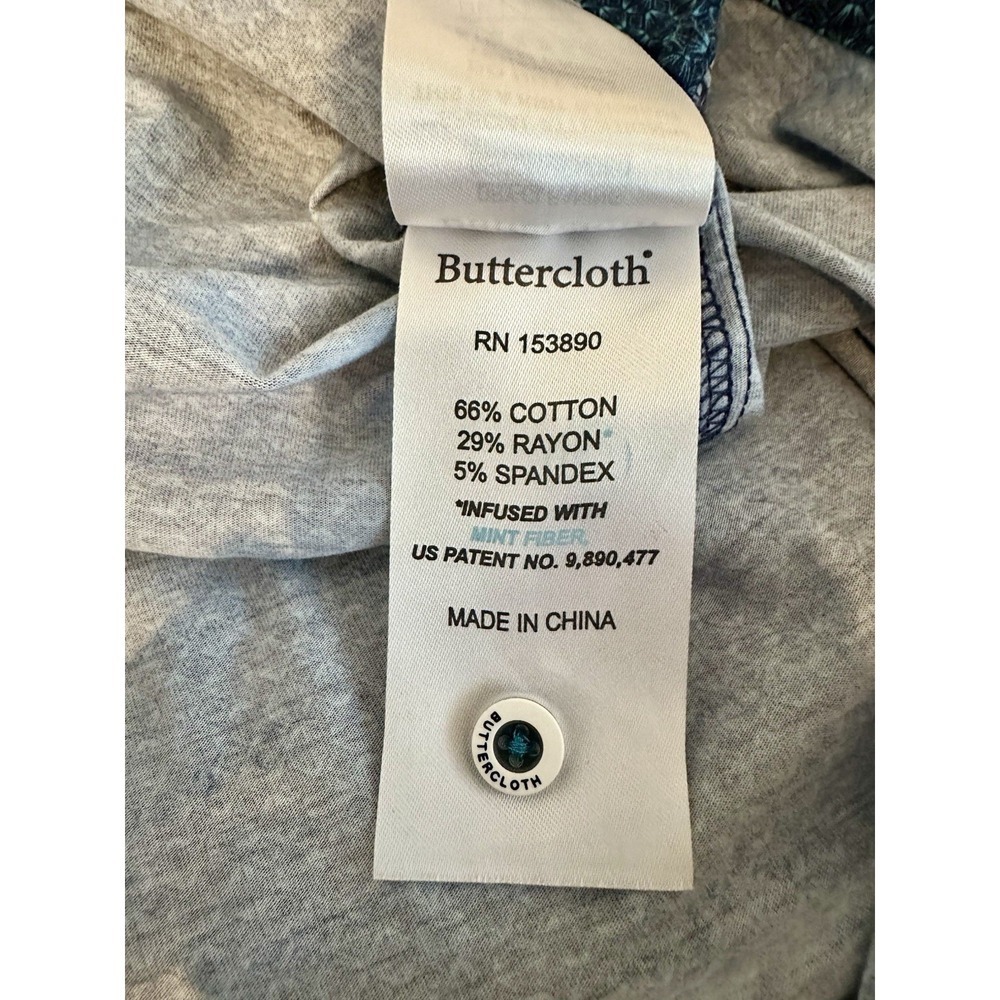 Buttercloth Icy Cotton Men's Short Sleeve Tall L LT Blue Geometric Button-Up - Picture 9 of 10